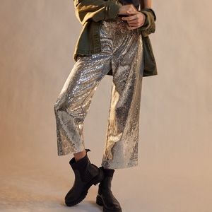 Anthropologie Lula Sequined Wide-Leg Trousers